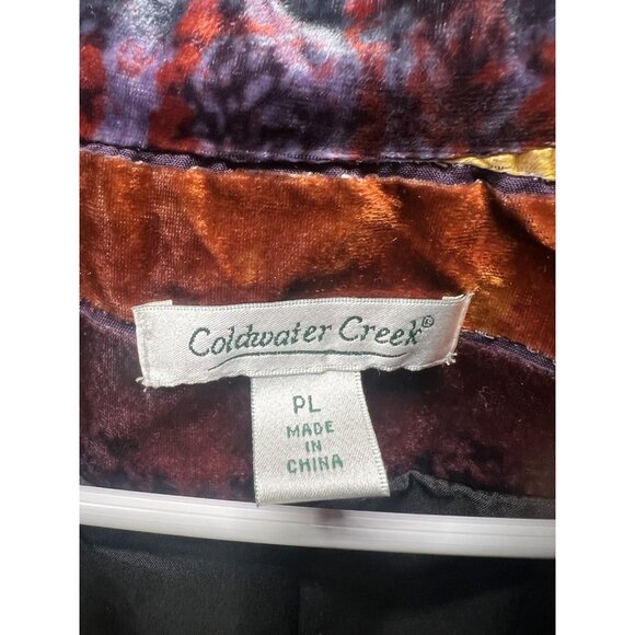 COLDWATER CREEK Women’s PL Multicolor Burnout Velvet Open Front Jacket Lined - Picture 4 of 5